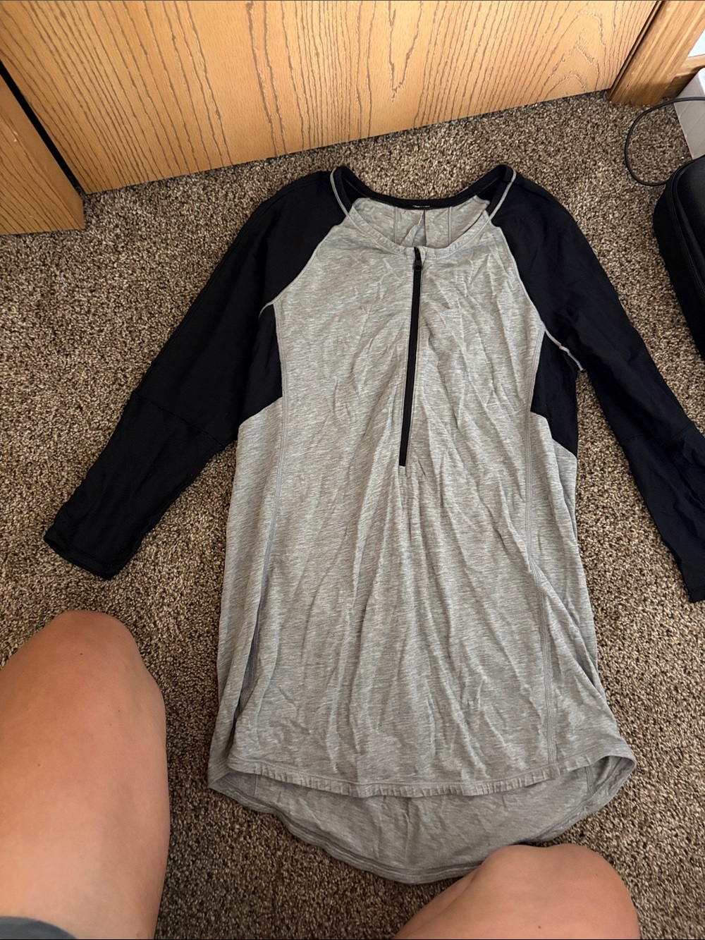 lululemon athletica Gray and Black 3/4 length Sleeve Athletic Top